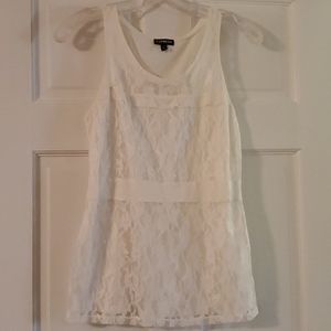 Express lace tank top, solid back, cream